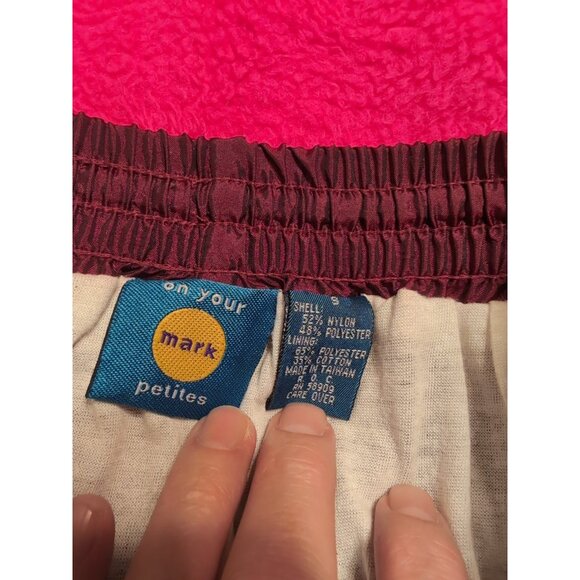 On Your Mark Petites Maroon Vintage Lined Windpants Women's Size PS Zip Hems - Picture 4 of 9